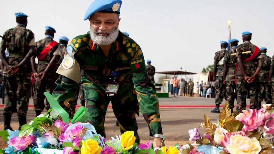 A solemn ceremony was organized in Abyei today in honour of six Bangladeshi peacekeepers killed in action following a drone attack at UNISFA logistics base in Kadugli, South Kordofan.
