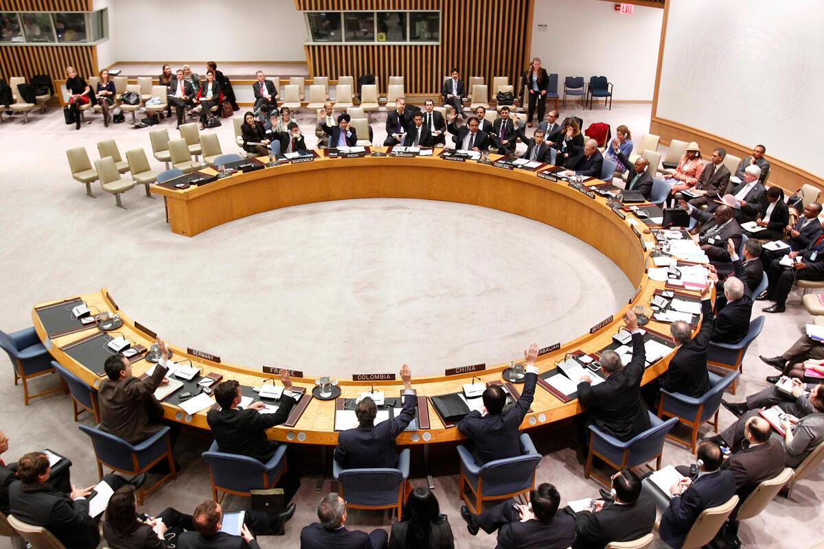 A wide view of the United Nations Security Council.